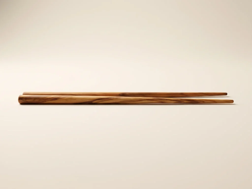 Vue rasante en contre-plongée de la paire de baguettes SC-9 montrant la finesse du profil et l'assise droite