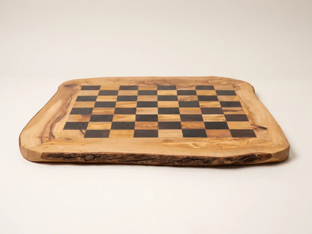 Low profile eye-level view showing solid 2.2 cm thickness and flat board design without drawer