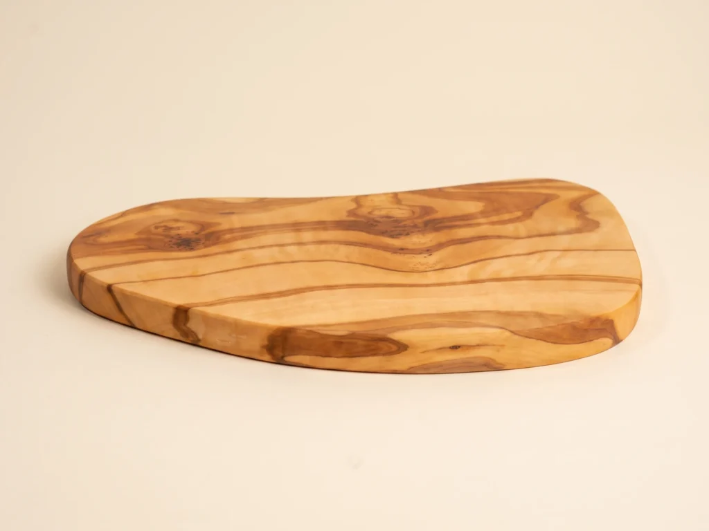 Small organic olive wood cutting board ND-1 low profile 2 cm thickness view