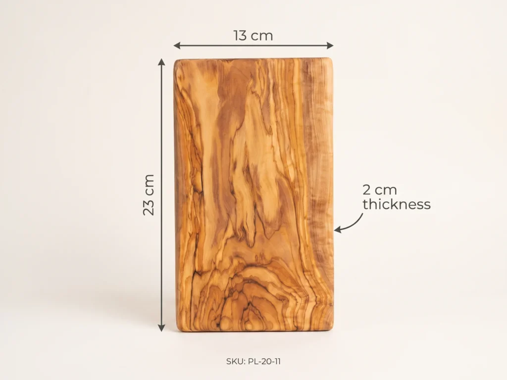 Rectangular cutting board dimension and size specification callout