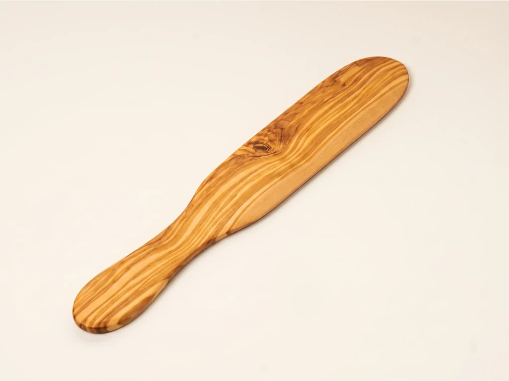 Spatule d'étalage artisanale en bois d'olivier MT-19 avec cotations 30 cm